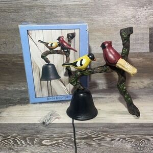 NEW Cast Iron Door Bell TWO Birds Porch Yard Post Fence Farm Barn Outdoor Decor